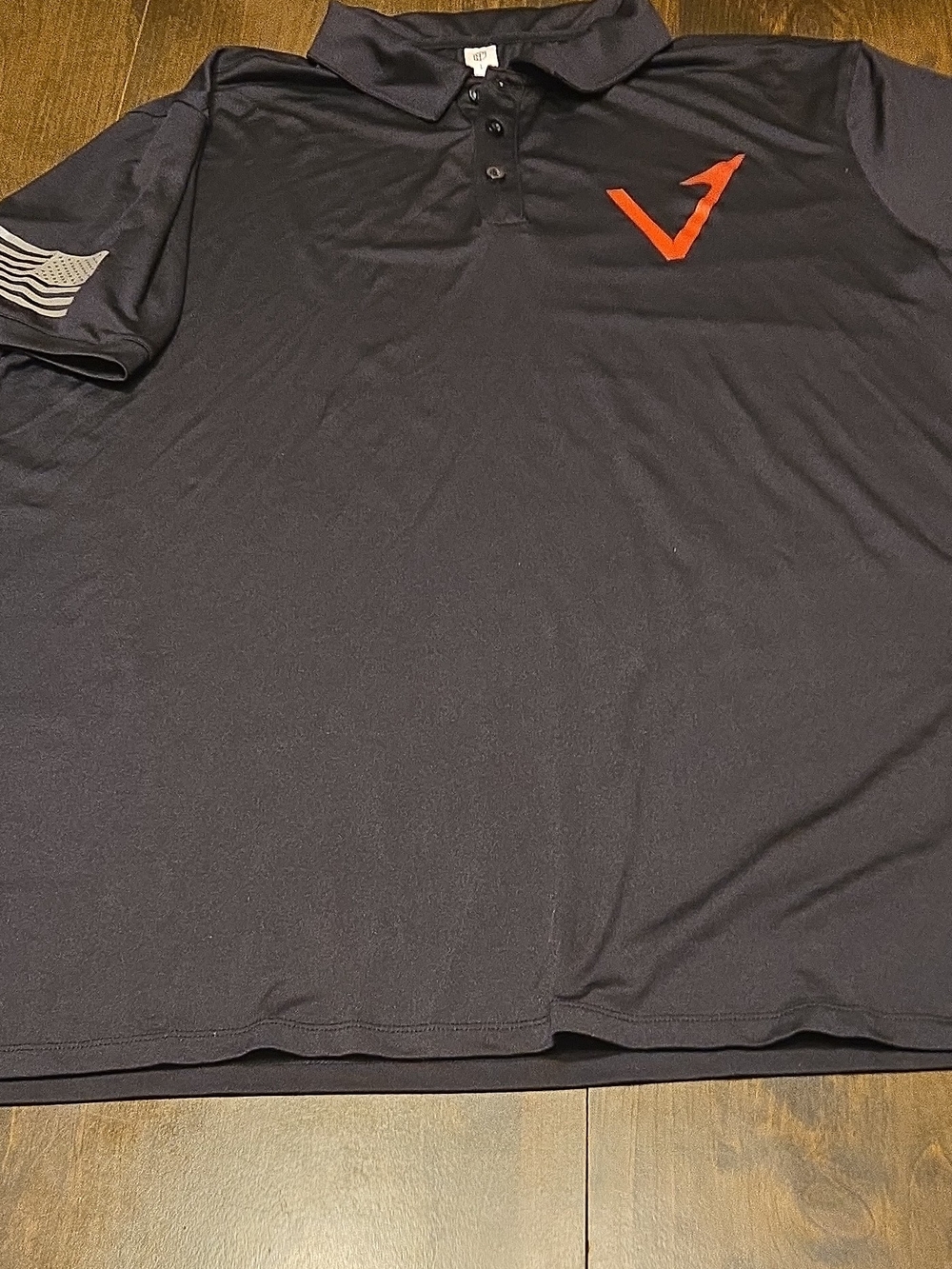 Born Primitive Solid Black Polo with Red Logo Gray Flag Accent On Sleeve